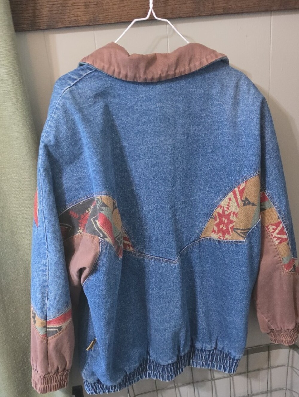 Men's Denim Southwestern Pattern Jacket - Blue & Brown - Picture 6 of 6